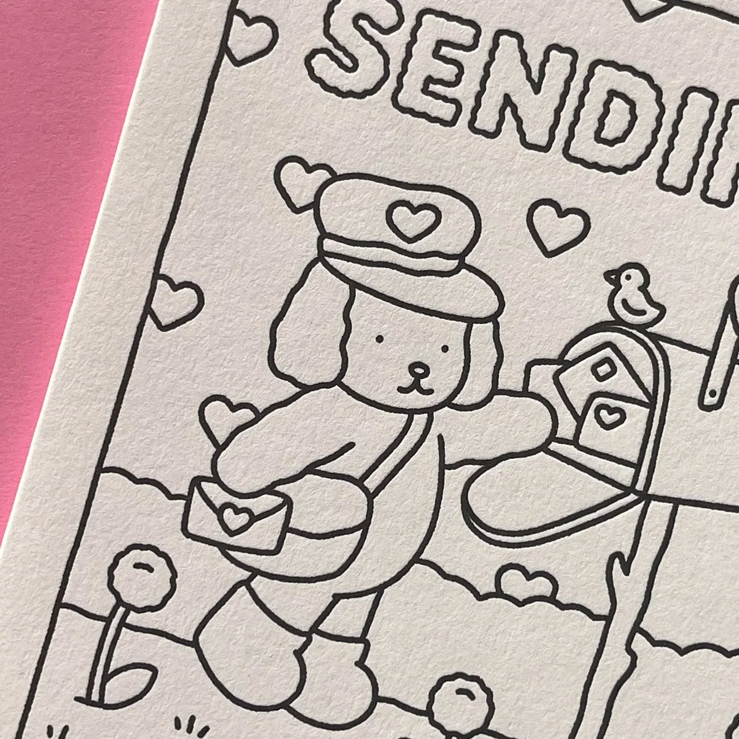 Cartão para Colorir "Enviando Amor"