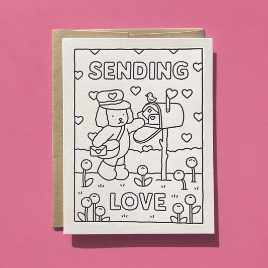 Cartão para Colorir "Enviando Amor"